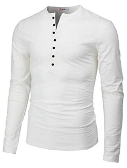 H2H Mens Casual Premium Slim Fit Henley Shirts Lightweight Thin Fabric