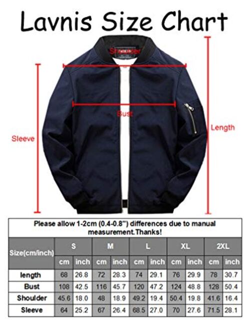 Lavnis Men's Lightweight Softshell Coat Sportwear Zipper Windbreaker Flight Bomber Jacket