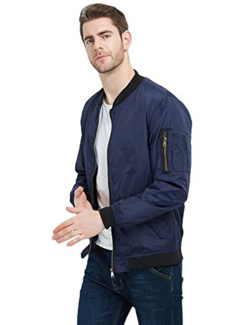 MADHERO Men's Lightweight Bomber Jacket Slim Fit Softshell Windbreaker