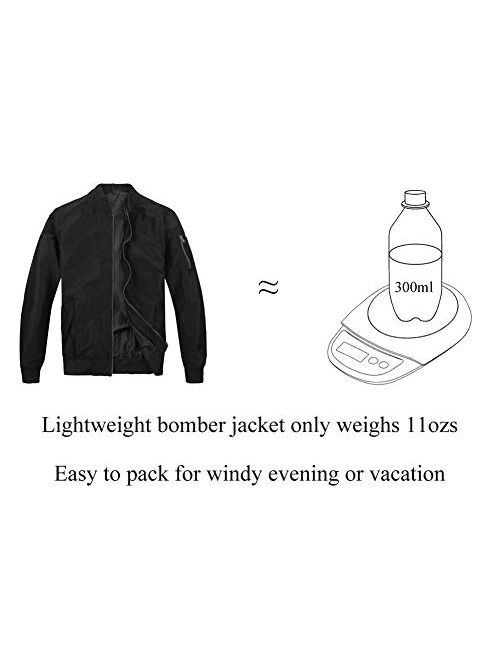 MADHERO Men's Lightweight Bomber Jacket Slim Fit Softshell Windbreaker
