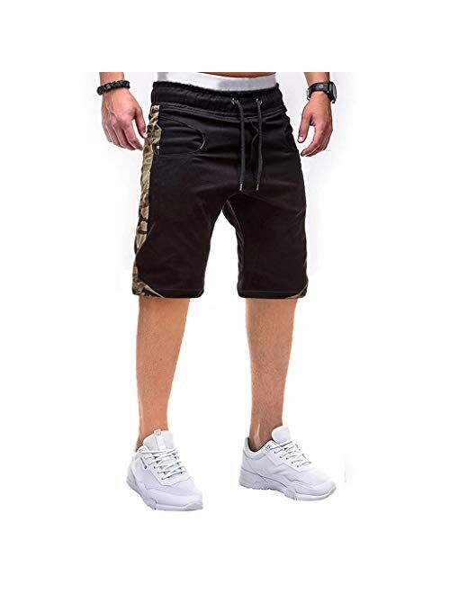 DIOMOR Mens Classic Outdoor Big Pockets Drawstring Cargo Shorts Fashion Elastic Waist Beach Trunks Athletic Hiking Pants