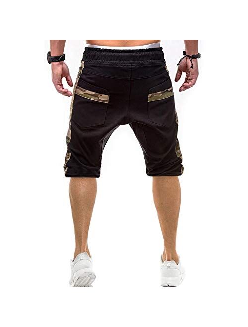 DIOMOR Mens Classic Outdoor Big Pockets Drawstring Cargo Shorts Fashion Elastic Waist Beach Trunks Athletic Hiking Pants