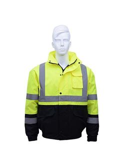 UNINOVA Bomber Safety Jacket - Reflective Safety Rain Coat for Men With Waterproof Hat