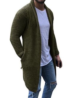 Mens Cardigan Sweaters Long Sleeve Knit Open Front Cardigans with Pocket
