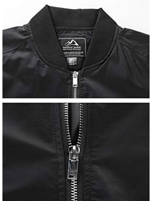 TACVASEN Men's Jacket-Lightweight Casual Spring Fall Flight Bomber Zip Pockets Coat Outwear