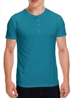 Boisouey Men's Casual Slim Fit Short Sleeve Henley T-Shirts Cotton Shirts
