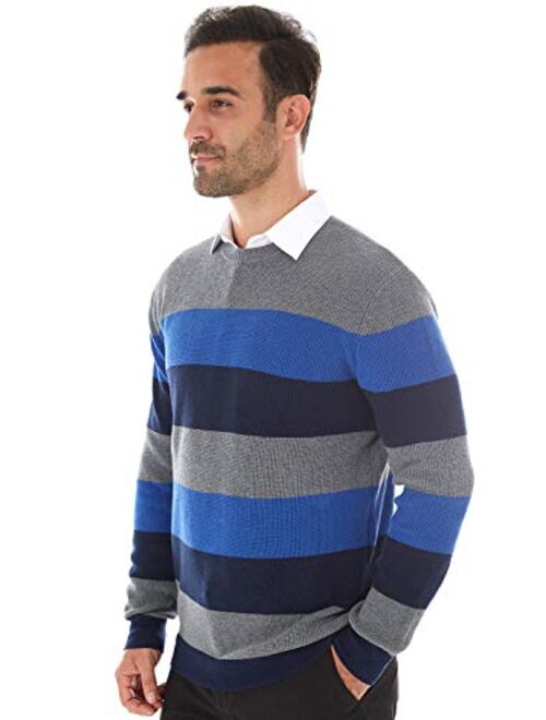 INFLATION Men's Sweaters, Soft Cotton Long Sleeve Casual Knitted Regular Fit Basic Dress Tops for Men