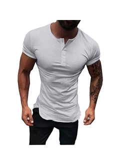 PureSnowSpin Men's Summer Casual Slim Fit Short Sleeve Cotton Henley T-Shirts
