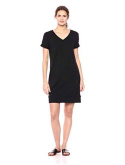 Amazon Brand - Daily Ritual Women's Terry Cotton and Modal Short-Sleeve V-Neck Dress