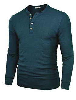 Derminpro Men's Henley Cotton Casual Short/Long Sleeve Lightweight Button T-Shirts