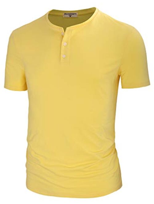 Derminpro Mens Quick Dry Casual Henley Shirts Buttons Short Sleeve Sport T Shirt 