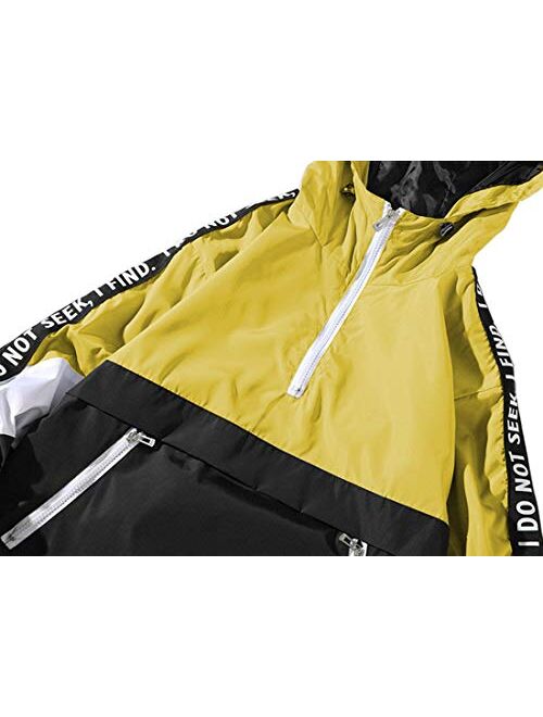 ONTTNO Mens Pullover Hooded Waterproof Lightweight Windbreaker Jackets