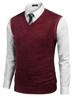 Men's Casual Slim Fit V Neck Knit Sweater Vest Sleeveless Pullover Sweaters Vest