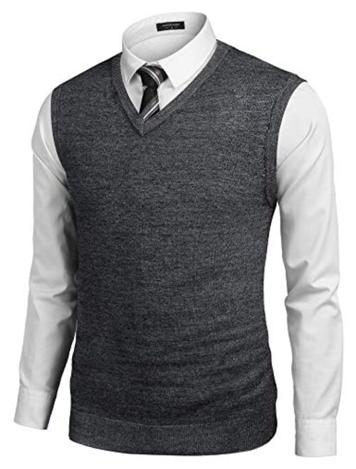 COOFANDY Men's Casual Slim Fit V Neck Knit Sweater Vest Sleeveless Pullover Sweaters Vest