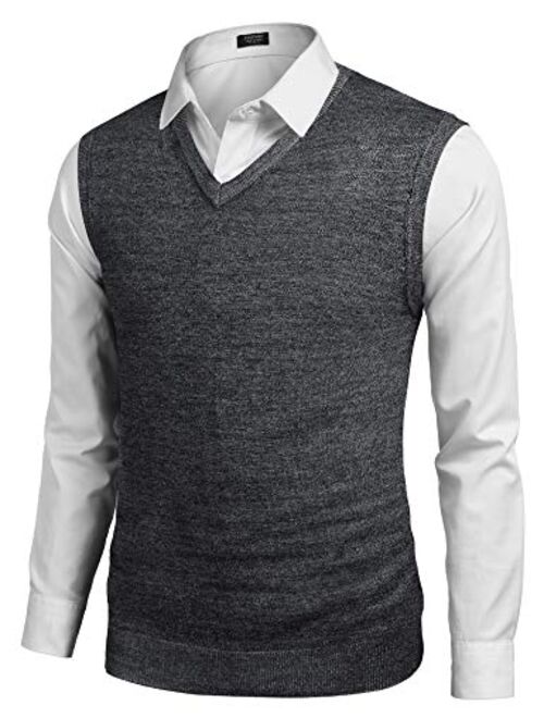 COOFANDY Men's Casual Slim Fit V Neck Knit Sweater Vest Sleeveless Pullover Sweaters Vest