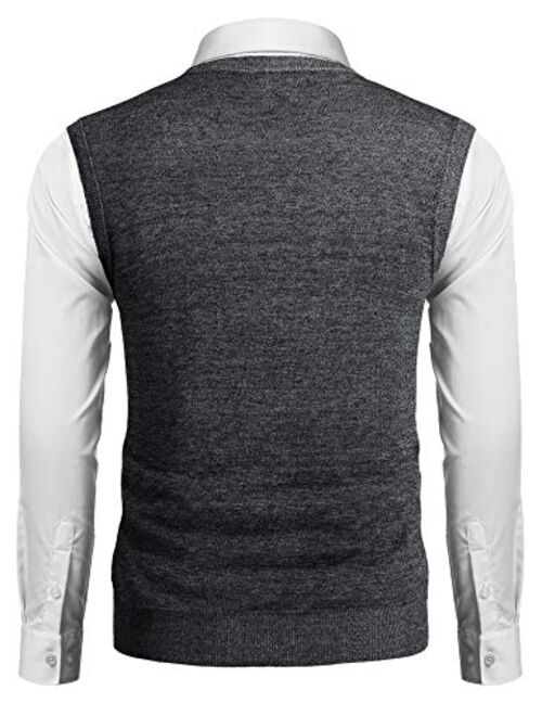 COOFANDY Men's Casual Slim Fit V Neck Knit Sweater Vest Sleeveless Pullover Sweaters Vest