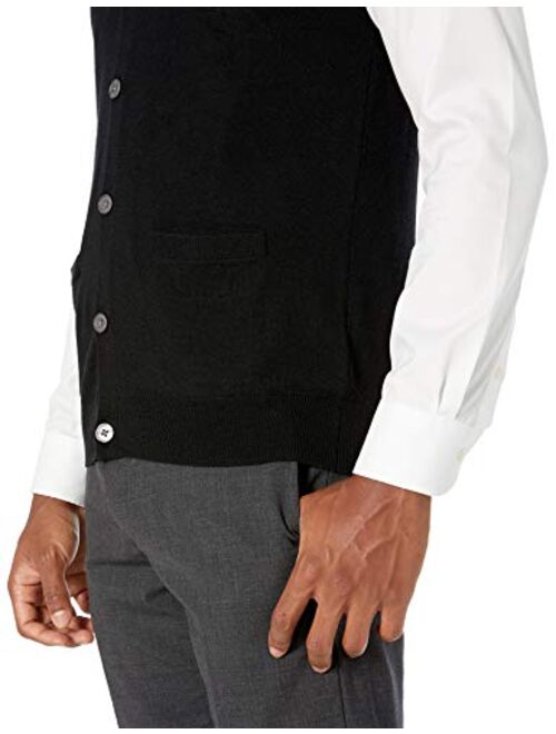 Amazon Brand - Buttoned Down Men's Italian Merino Wool Lightweight Cashwool Button-Front Sweater Vest