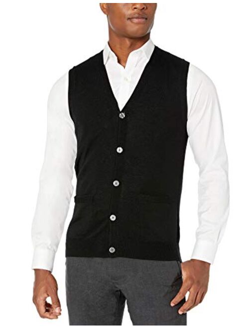 Amazon Brand - Buttoned Down Men's Italian Merino Wool Lightweight Cashwool Button-Front Sweater Vest