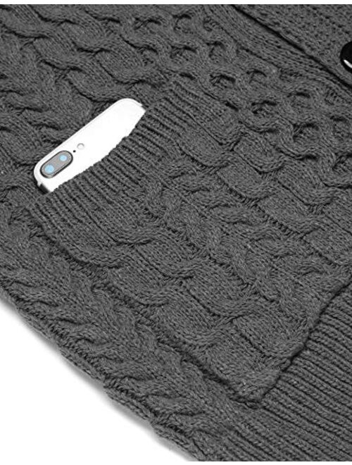 COOFANDY Mens V-Neck Sweater Vest Sleeveless Cable Knitwear Cardigan Waistcoat 