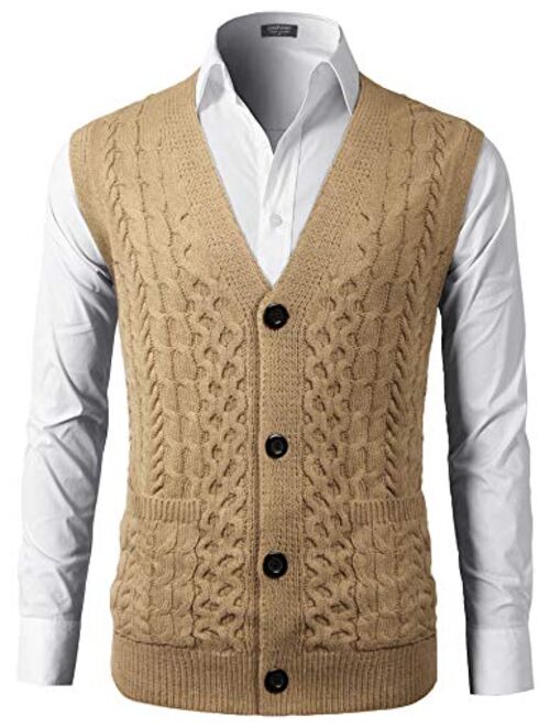 COOFANDY Men’s Sleeveless Sweater Vest Lightweight V-Neck Solid Cotton Vest Pullover