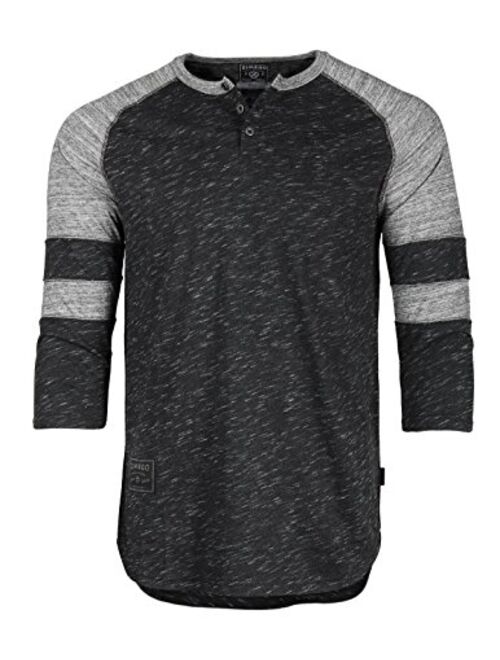 ZIMEGO Mens 3/4 Sleeve Henley Shirt Casual Raglan Baseball Fashion Athletic Tee