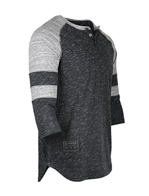 ZIMEGO Mens 3/4 Sleeve Henley Shirt Casual Raglan Baseball Fashion Athletic Tee