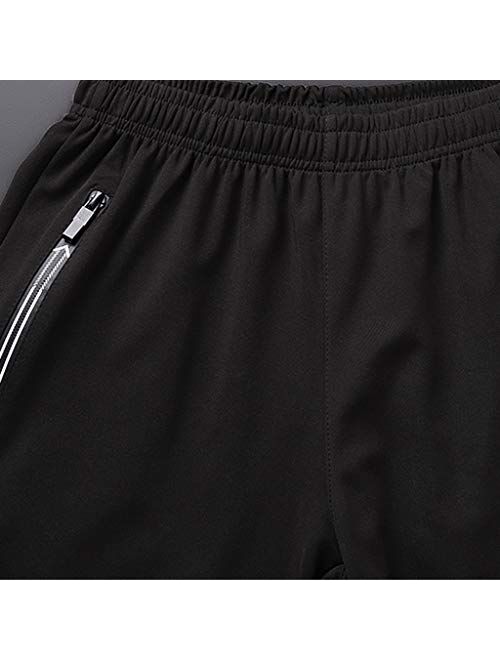 CLEEYYS Mens Shorts Jersey Elastic Waist with Zipper Pockets Shorts Mens Athletic Shorts