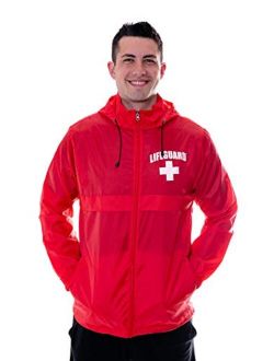 LIFEGUARD Officially Licensed Mens and Womens Unisex Fit Zipper-up Windbreaker Water Resistant Rain Jacket with Hood