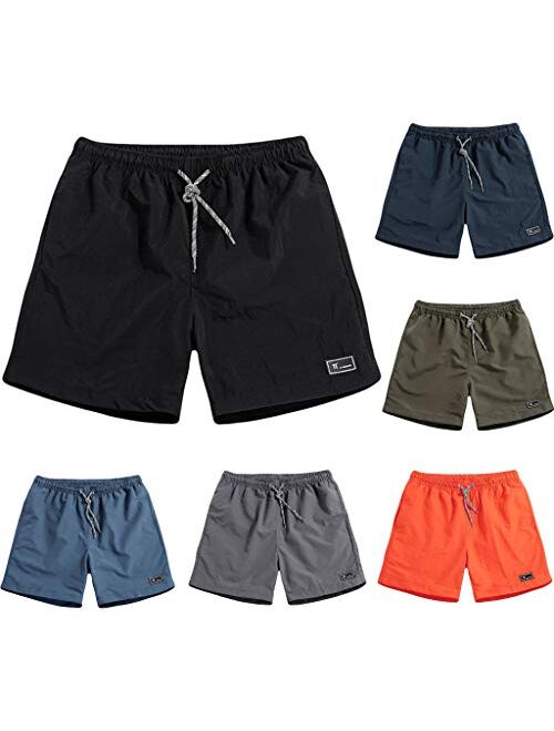 UOFOCO Men's Summer Plus Size Quick-Drying Beach Shorts Casual Sports Drawstring Short Pants