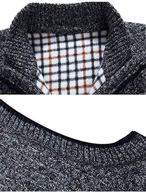 Liengoron Men's Stand Collar Sleeveless Zipper Knitted Cardigan Sweater Vest with Pockets