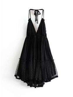 Open Back Layered Halter Dress