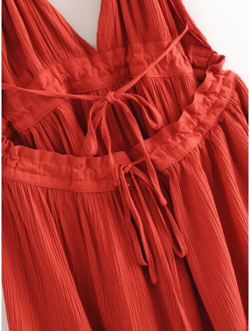 Shein Open Back Layered Halter Dress