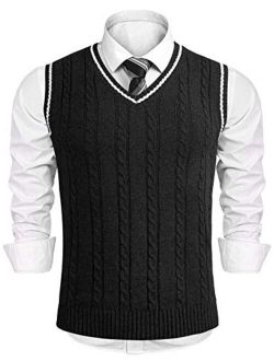 Mens Sweater Vest Casual Lightweight V-Neck Sweater Vest Pullover