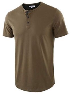 HARBETH Men's Casual Soft Athletic Regular Fit Short Sleeve Henley Jersey Shirt