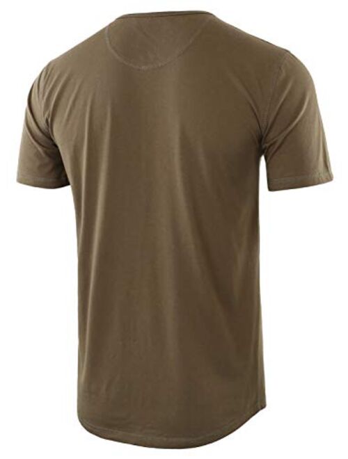 HARBETH Men's Casual Soft Athletic Regular Fit Short Sleeve Henley Jersey Shirt