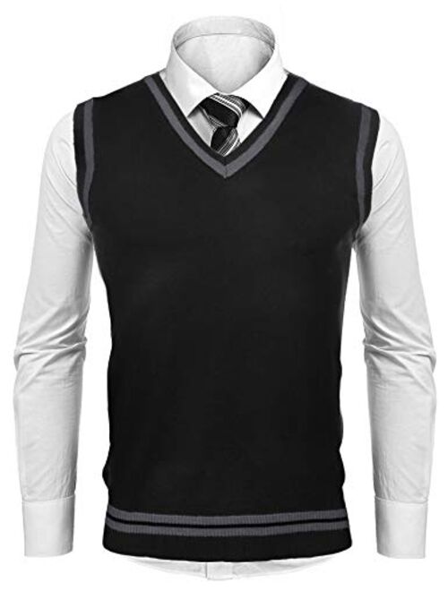 iClosam Mens Casual V-Neck Slim Fit Sweater Vest Knitted Lightweight Pullover