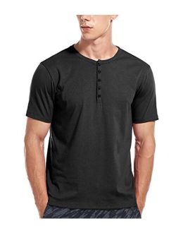 Short Sleeve Henley Shirts for Men Slim Fit