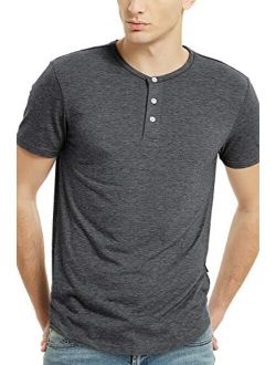 Men's Henley Short Sleeve 3 Button T Shirts for Men