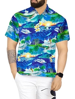 LA LEELA Men's Swim Casual Short Sleeve Aloha Hawaiian Shirt
