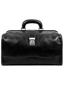 Time Resistance Leather Doctor Bag Medical Satchel Unisex Brown