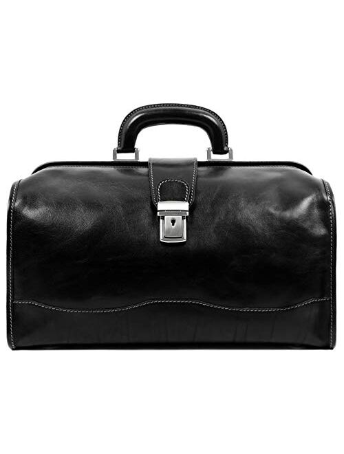 Time Resistance Leather Doctor Bag Medical Satchel Unisex Brown