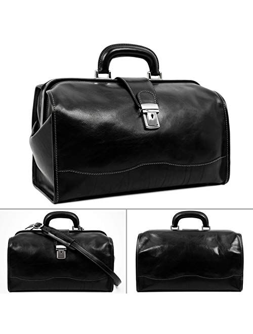 Time Resistance Leather Doctor Bag Medical Satchel Unisex Brown