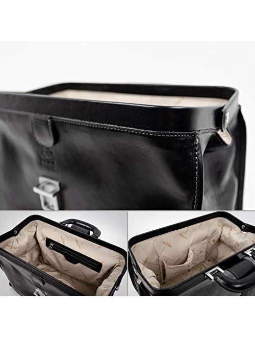 Time Resistance Leather Doctor Bag Medical Satchel Unisex Brown