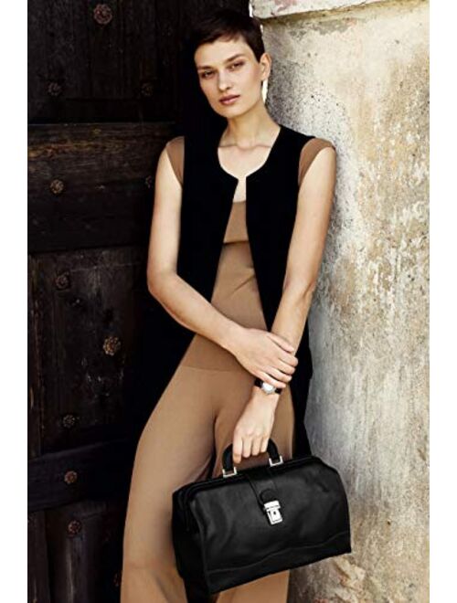 Time Resistance Leather Doctor Bag Medical Satchel Unisex Brown