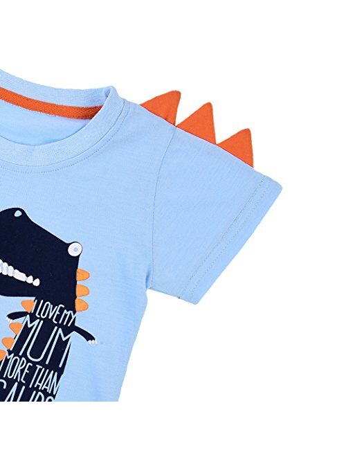 CM-Kid Kids Boys Dinosaur Graphic Printed T-Shirt Crewneck Shirt Summer Short Sleeve Tee 2T-8T