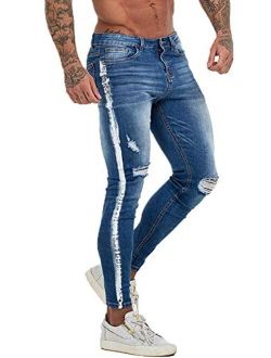 Men's Skinny Jeans Stretch Ripped Tapered Leg