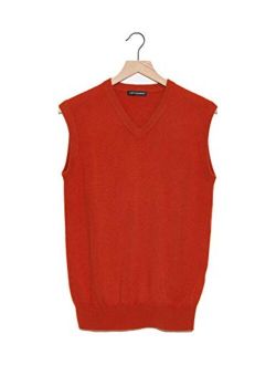State Cashmere Mens Classic Sleeveless Sweater Vest 100% Pure Cashmere V-Neck Style Pullover
