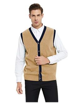 TOPTIE Men's Slim Fit Stylish Button Down Knitted Sweater Cardigan Vest