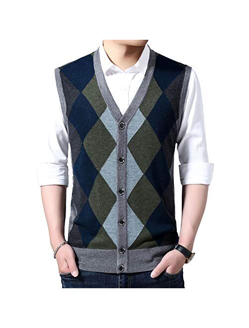 S-Fly Mens Vest Sweater Knit Casual Business Sleeveless Slim Fit Pullover Vest 