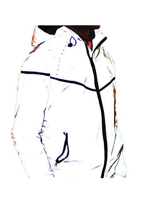 Edgogvl Men's Outwear 3M Reflective Zipper Hooded Windbreaker Lightweight Running Jacket